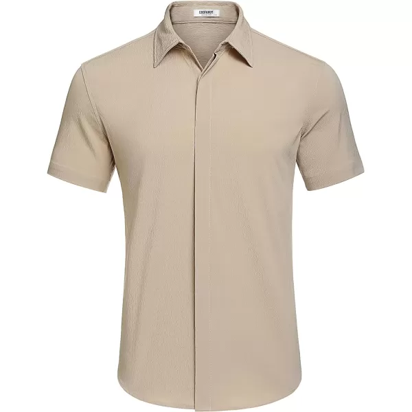 COOFANDY Men's Casual Short Sleeve Button Down Summer Beach Shirt Lightweight Textured Wrinkle Free Stretch Shirts