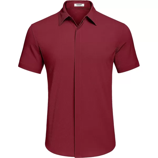 COOFANDY Men's Casual Short Sleeve Button Down Summer Beach Shirt Lightweight Textured Wrinkle Free Stretch Shirts