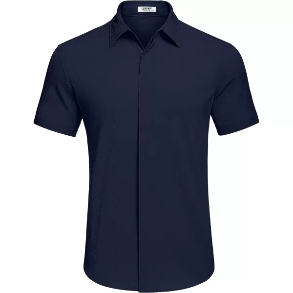 COOFANDY Men's Casual Short Sleeve Button Down Summer Beach Shirt Lightweight Textured Wrinkle Free Stretch Shirts