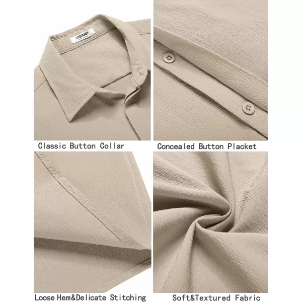 COOFANDY Men's Casual Short Sleeve Button Down Summer Beach Shirt Lightweight Textured Wrinkle Free Stretch Shirts