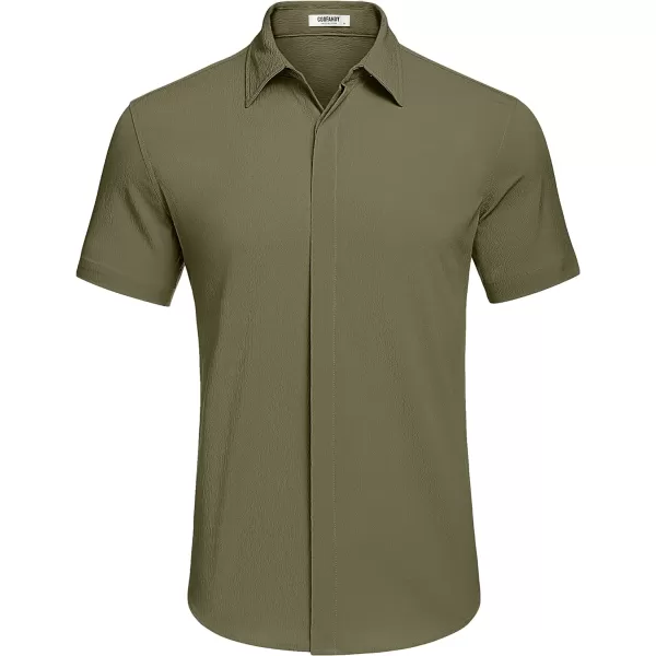 COOFANDY Men's Casual Short Sleeve Button Down Summer Beach Shirt Lightweight Textured Wrinkle Free Stretch Shirts