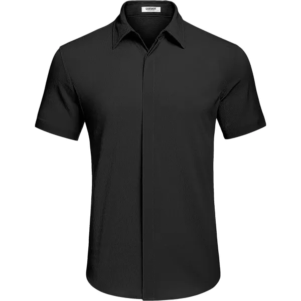 COOFANDY Men's Casual Short Sleeve Button Down Summer Beach Shirt Lightweight Textured Wrinkle Free Stretch Shirts