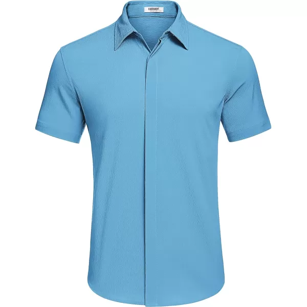 COOFANDY Men's Casual Short Sleeve Button Down Summer Beach Shirt Lightweight Textured Wrinkle Free Stretch Shirts