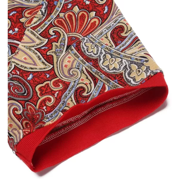 COOFANDY Mens Casual Short Sleeve Polo Shirts Slim Fit Paisley Polo T Shirts Floral Print Shirt