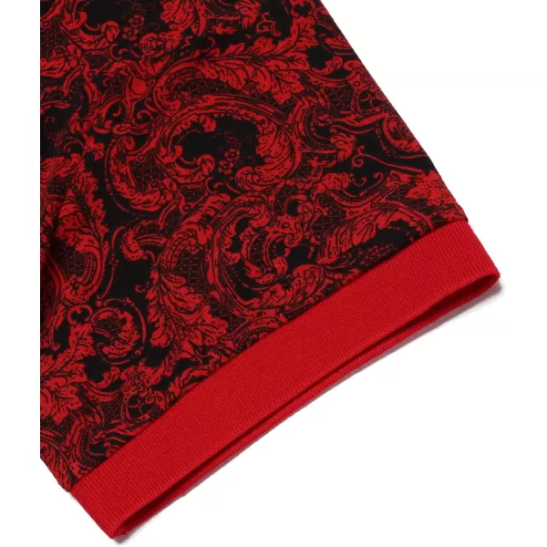 COOFANDY Mens Casual Short Sleeve Polo Shirts Slim Fit Paisley Polo T Shirts Floral Print Shirt