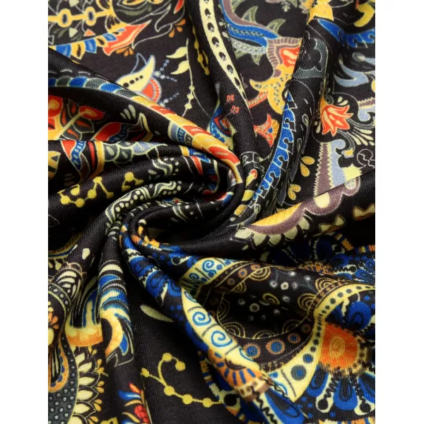 COOFANDY Mens Casual Short Sleeve Polo Shirts Slim Fit Paisley Polo T Shirts Floral Print Shirt