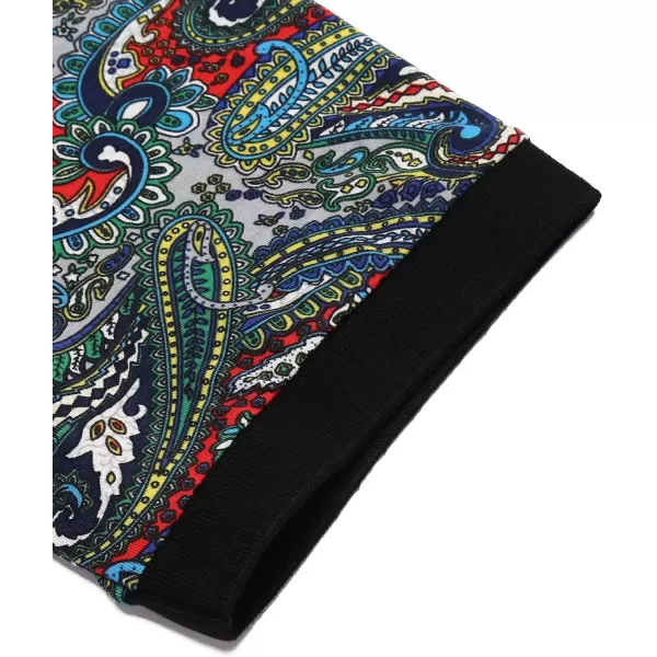 COOFANDY Mens Casual Short Sleeve Polo Shirts Slim Fit Paisley Polo T Shirts Floral Print Shirt