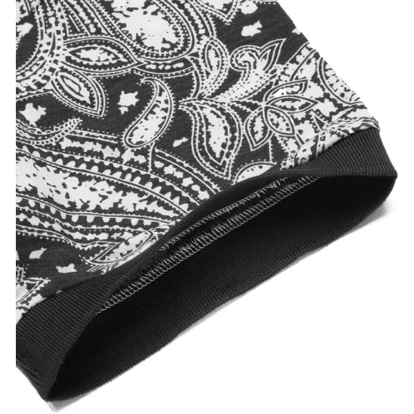 COOFANDY Mens Casual Short Sleeve Polo Shirts Slim Fit Paisley Polo T Shirts Floral Print Shirt