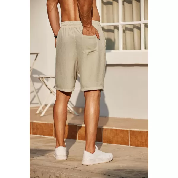 COOFANDY Men's Casual Shorts 9" Elastic Waist Drawstring Shorts Lightweight Regular Fit Beach Summer Shorts