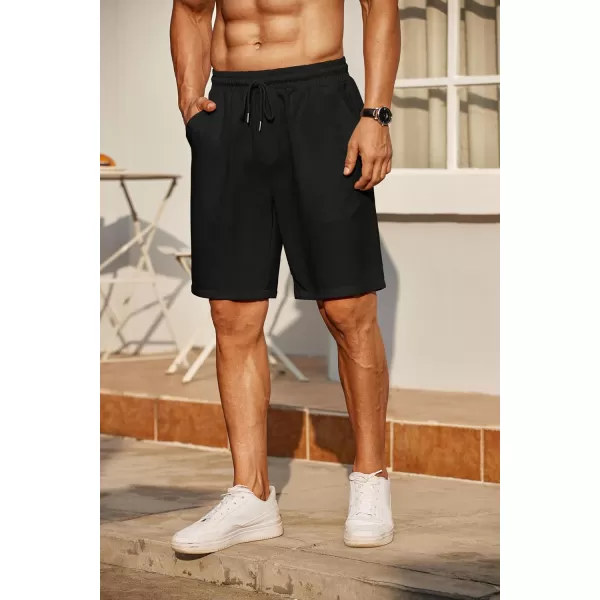 COOFANDY Men's Casual Shorts 9" Elastic Waist Drawstring Shorts Lightweight Regular Fit Beach Summer Shorts