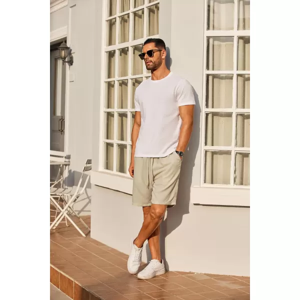 COOFANDY Men's Casual Shorts 9" Elastic Waist Drawstring Shorts Lightweight Regular Fit Beach Summer Shorts