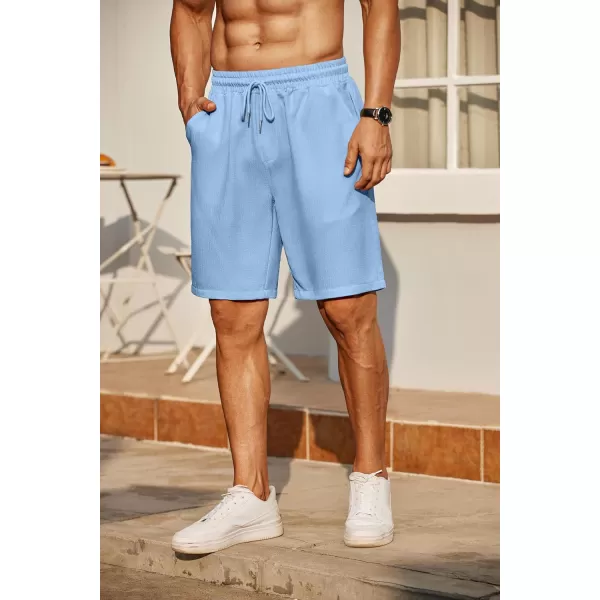COOFANDY Men's Casual Shorts 9" Elastic Waist Drawstring Shorts Lightweight Regular Fit Beach Summer Shorts