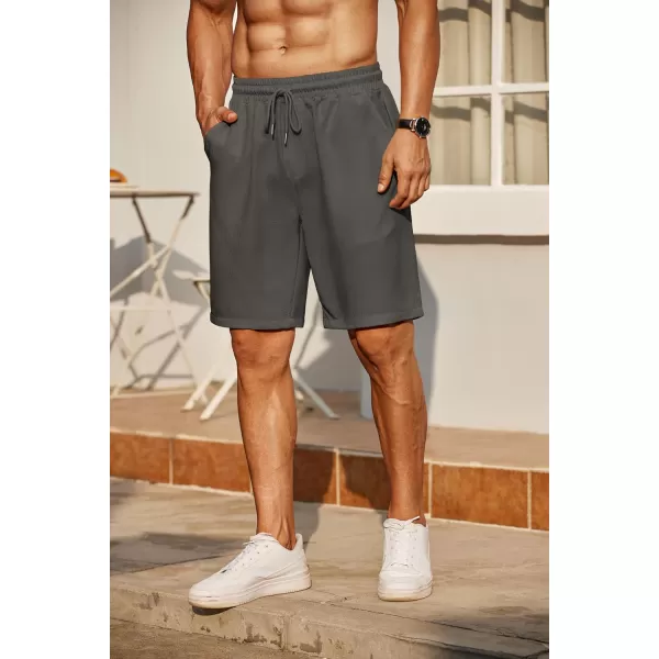 COOFANDY Men's Casual Shorts 9" Elastic Waist Drawstring Shorts Lightweight Regular Fit Beach Summer Shorts