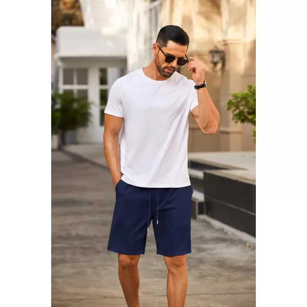COOFANDY Men's Casual Shorts 9" Elastic Waist Drawstring Shorts Lightweight Regular Fit Beach Summer Shorts