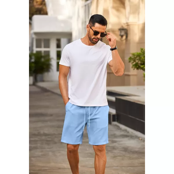 COOFANDY Men's Casual Shorts 9" Elastic Waist Drawstring Shorts Lightweight Regular Fit Beach Summer Shorts