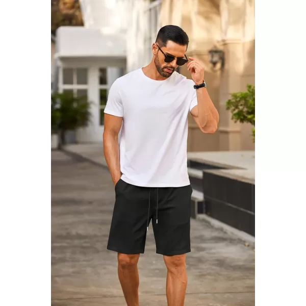 COOFANDY Men's Casual Shorts 9" Elastic Waist Drawstring Shorts Lightweight Regular Fit Beach Summer Shorts
