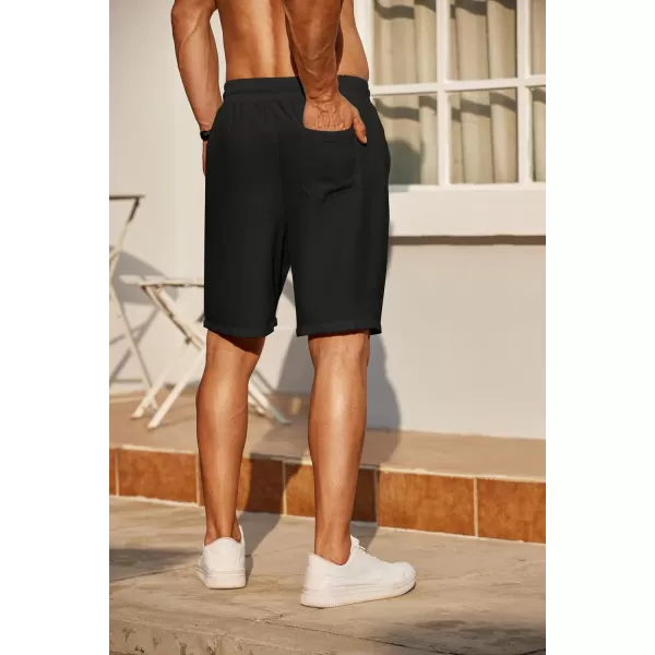 COOFANDY Men's Casual Shorts 9" Elastic Waist Drawstring Shorts Lightweight Regular Fit Beach Summer Shorts