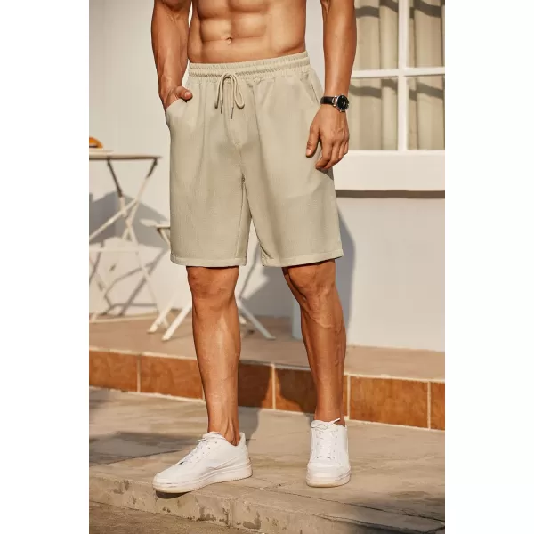 COOFANDY Men's Casual Shorts 9" Elastic Waist Drawstring Shorts Lightweight Regular Fit Beach Summer Shorts
