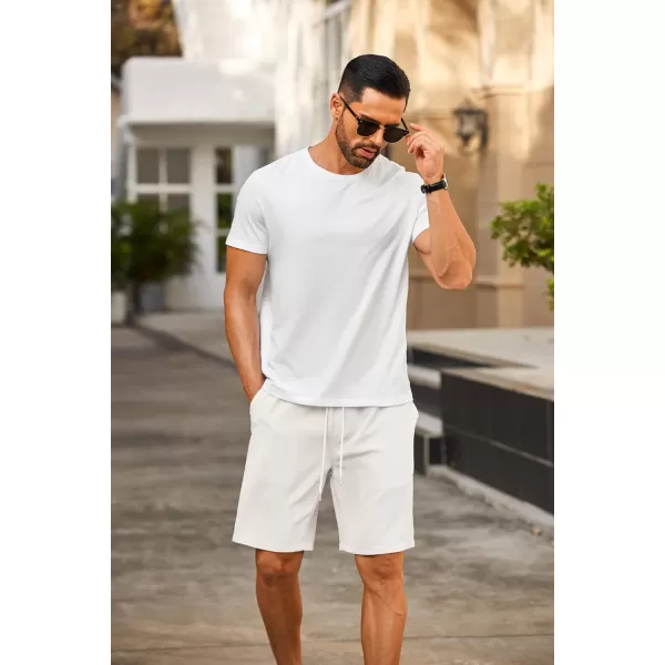 COOFANDY Men's Casual Shorts 9" Elastic Waist Drawstring Shorts Lightweight Regular Fit Beach Summer Shorts
