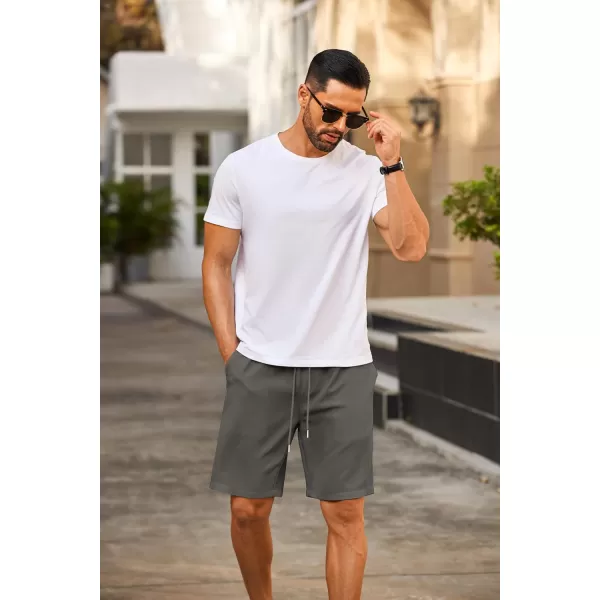 COOFANDY Men's Casual Shorts 9" Elastic Waist Drawstring Shorts Lightweight Regular Fit Beach Summer Shorts