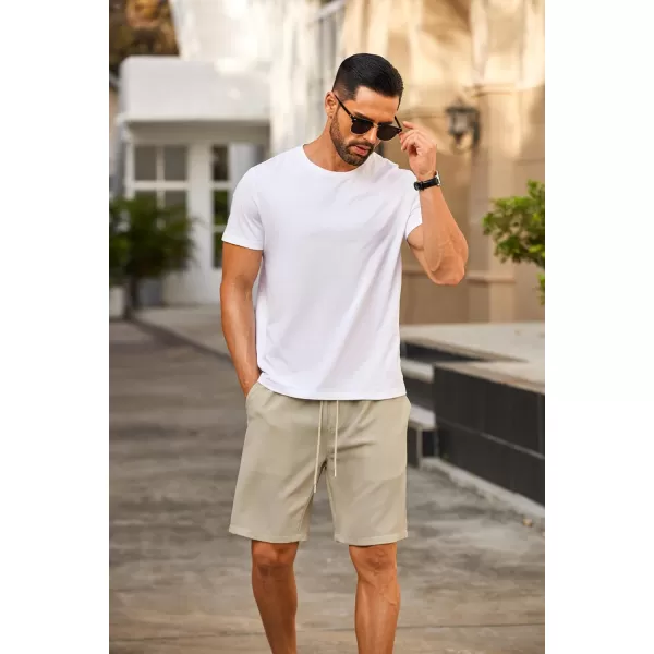 COOFANDY Men's Casual Shorts 9" Elastic Waist Drawstring Shorts Lightweight Regular Fit Beach Summer Shorts