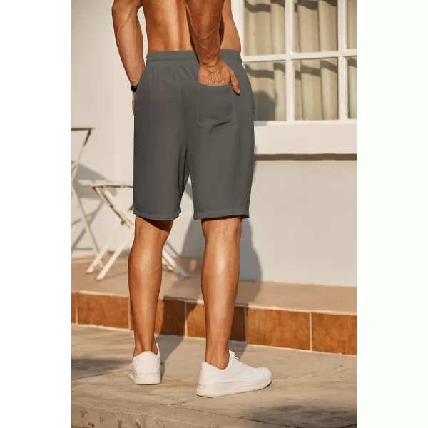 COOFANDY Men's Casual Shorts 9" Elastic Waist Drawstring Shorts Lightweight Regular Fit Beach Summer Shorts