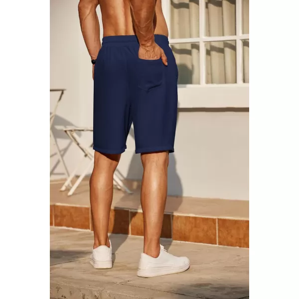 COOFANDY Men's Casual Shorts 9" Elastic Waist Drawstring Shorts Lightweight Regular Fit Beach Summer Shorts