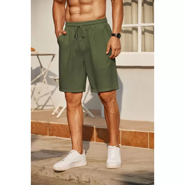 COOFANDY Men's Casual Shorts 9" Elastic Waist Drawstring Shorts Lightweight Regular Fit Beach Summer Shorts