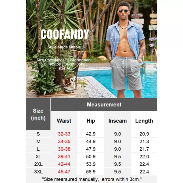 COOFANDY Men's Casual Shorts Linen Flat Front Shorts Elastic Waist Summer Beach Shorts
