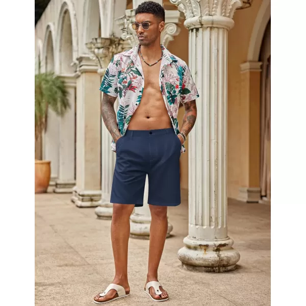 COOFANDY Men's Casual Shorts Linen Flat Front Shorts Elastic Waist Summer Beach Shorts