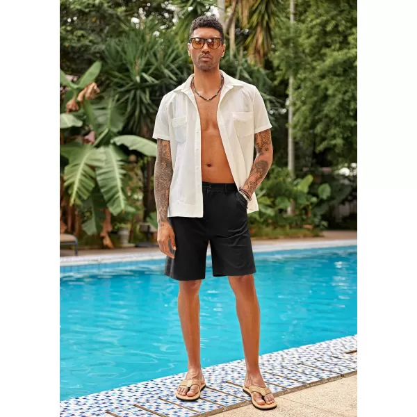 COOFANDY Men's Casual Shorts Linen Flat Front Shorts Elastic Waist Summer Beach Shorts