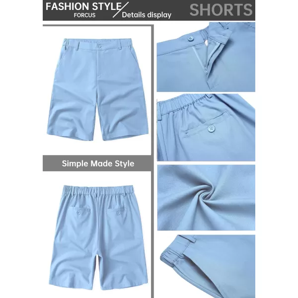 COOFANDY Men's Casual Shorts Linen Flat Front Shorts Elastic Waist Summer Beach Shorts