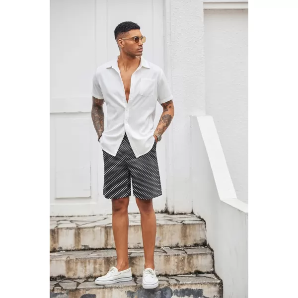COOFANDY Men's Casual Shorts Linen Flat Front Shorts Elastic Waist Summer Beach Shorts