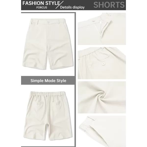 COOFANDY Men's Casual Shorts Linen Flat Front Shorts Elastic Waist Summer Beach Shorts