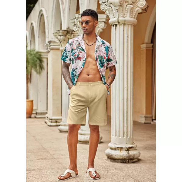 COOFANDY Men's Casual Shorts Linen Flat Front Shorts Elastic Waist Summer Beach Shorts