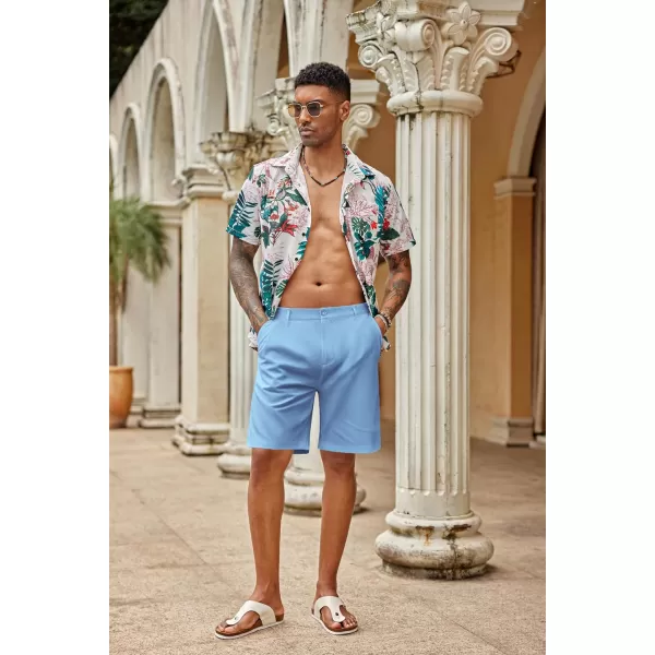 COOFANDY Men's Casual Shorts Linen Flat Front Shorts Elastic Waist Summer Beach Shorts