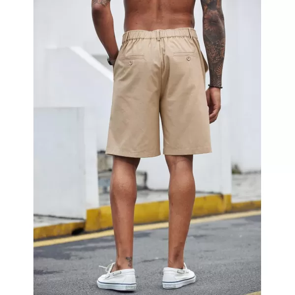 COOFANDY Men's Casual Shorts Linen Flat Front Shorts Elastic Waist Summer Beach Shorts