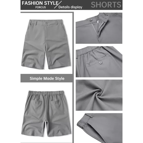 COOFANDY Men's Casual Shorts Linen Flat Front Shorts Elastic Waist Summer Beach Shorts