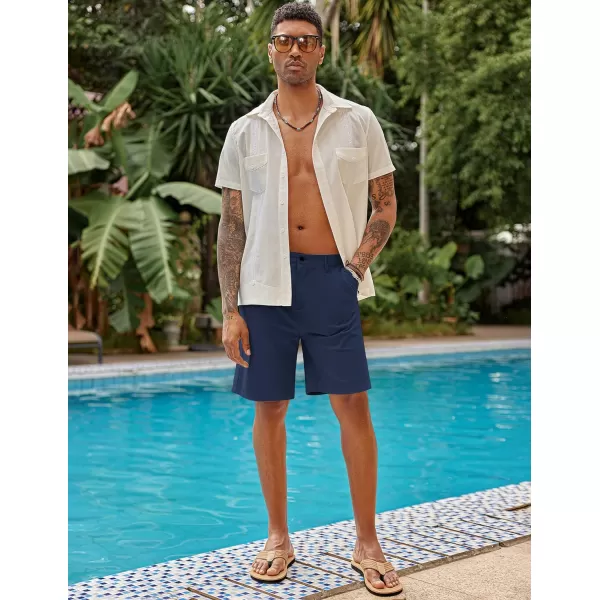 COOFANDY Men's Casual Shorts Linen Flat Front Shorts Elastic Waist Summer Beach Shorts