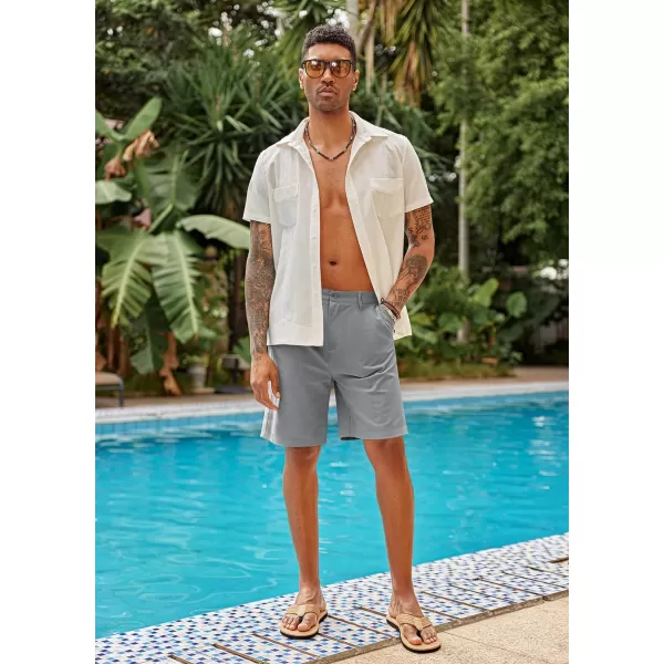 COOFANDY Men's Casual Shorts Linen Flat Front Shorts Elastic Waist Summer Beach Shorts