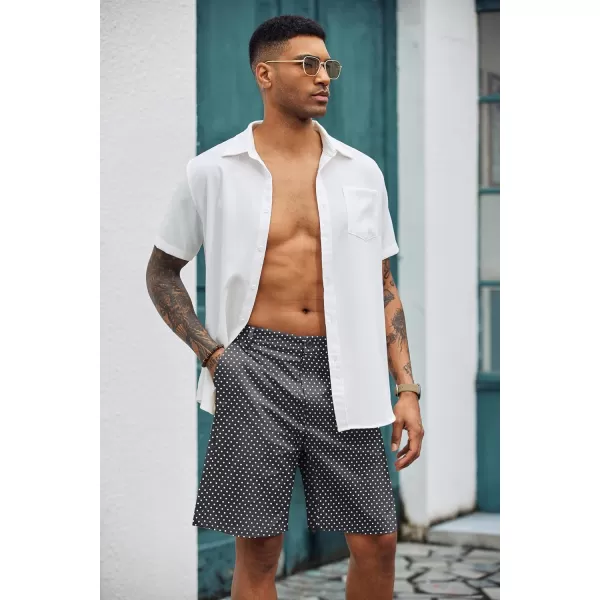 COOFANDY Men's Casual Shorts Linen Flat Front Shorts Elastic Waist Summer Beach Shorts