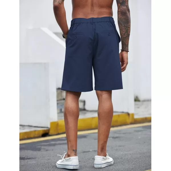 COOFANDY Men's Casual Shorts Linen Flat Front Shorts Elastic Waist Summer Beach Shorts