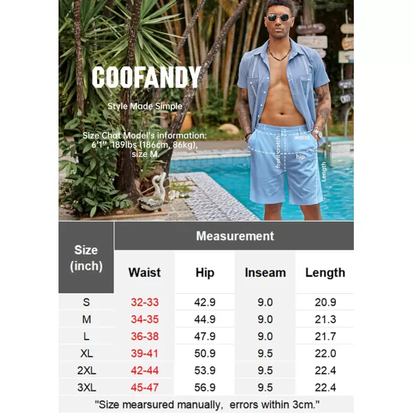 COOFANDY Men's Casual Shorts Linen Flat Front Shorts Elastic Waist Summer Beach Shorts