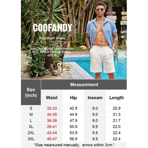 COOFANDY Men's Casual Shorts Linen Flat Front Shorts Elastic Waist Summer Beach Shorts