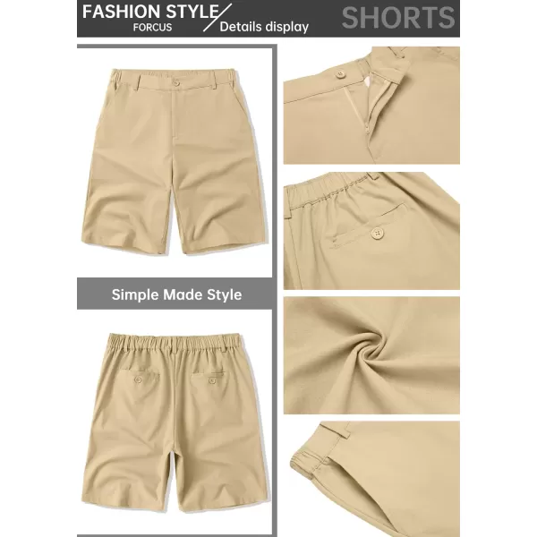 COOFANDY Men's Casual Shorts Linen Flat Front Shorts Elastic Waist Summer Beach Shorts