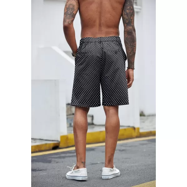 COOFANDY Men's Casual Shorts Linen Flat Front Shorts Elastic Waist Summer Beach Shorts
