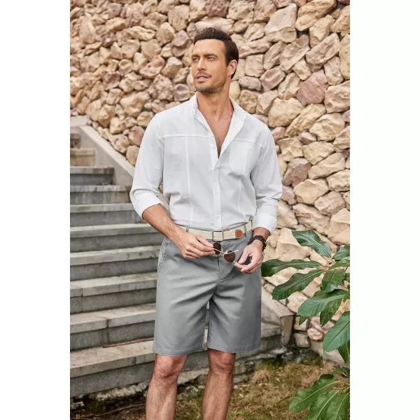 COOFANDY Men's Casual Shorts Linen Flat Front Shorts Elastic Waist Summer Beach Shorts