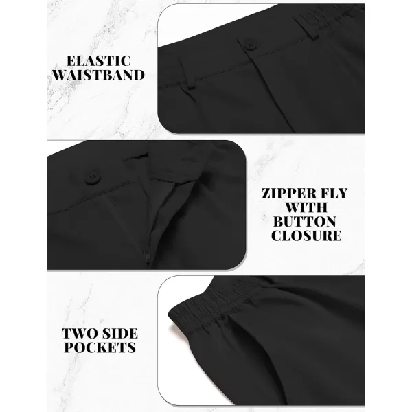 COOFANDY Mens Casual Slacks Relaxed Fit Cotton Chinos Pants Elastic Waistband Flat Front Khaki Pant