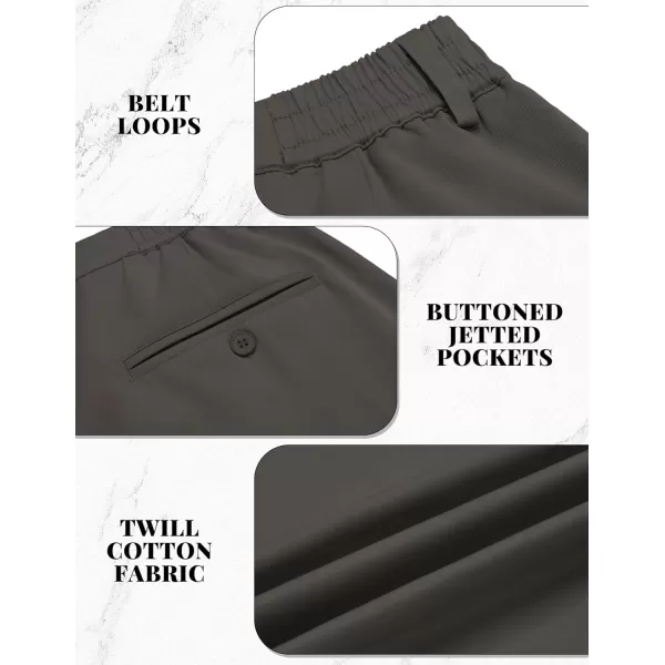COOFANDY Mens Casual Slacks Relaxed Fit Cotton Chinos Pants Elastic Waistband Flat Front Khaki Pant