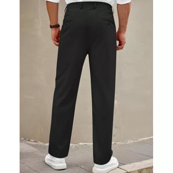 COOFANDY Mens Casual Slacks Relaxed Fit Cotton Chinos Pants Elastic Waistband Flat Front Khaki Pant